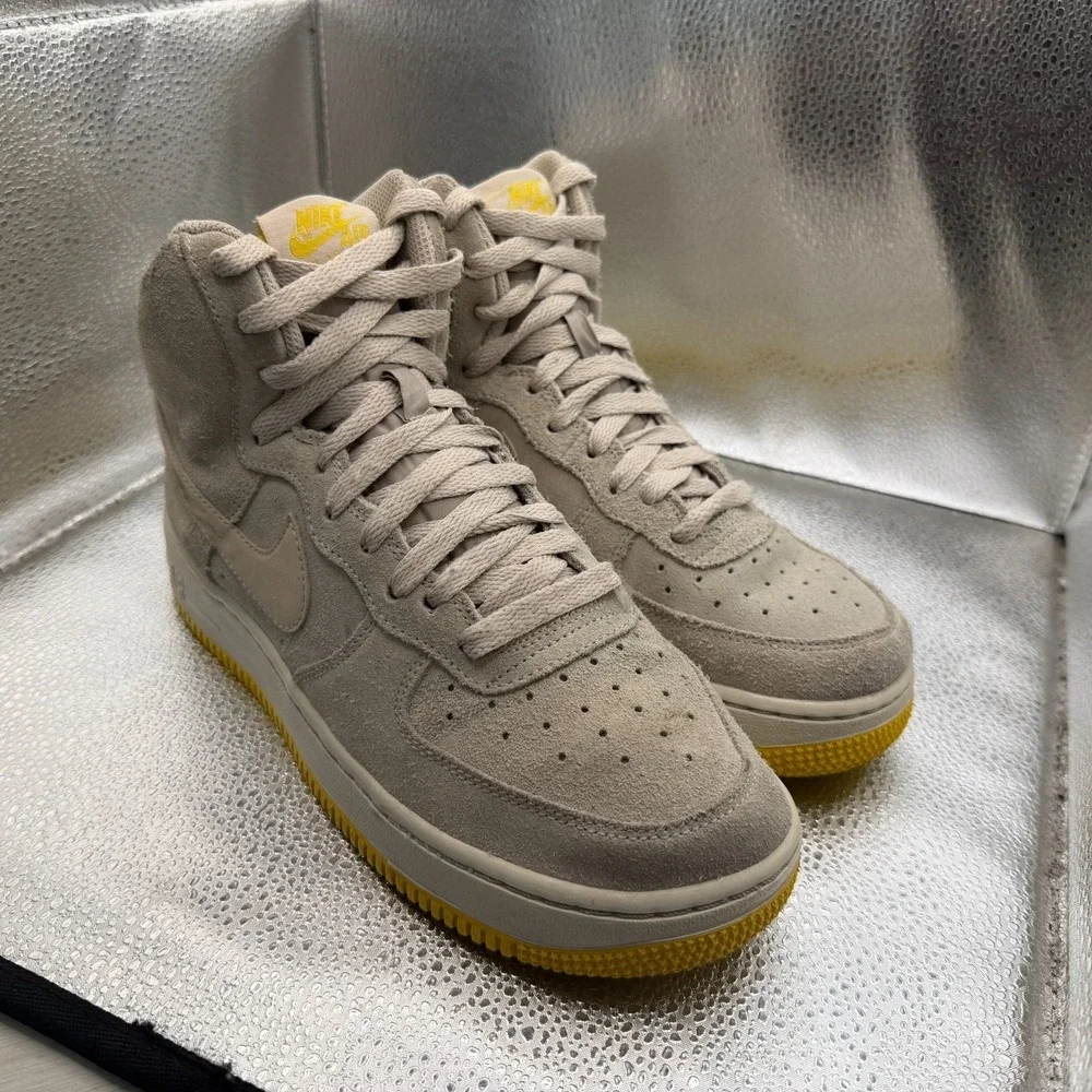 Size 7Y Nike Air Force 1 High Desert Sand Varsity Maize Kids Sneakers 653998-011